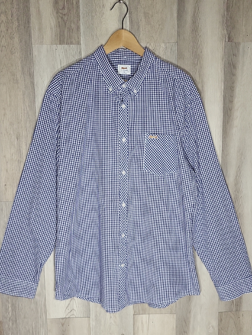 Le Tigre Mens XXL Gingham Plaid Button Down Shirt Classic Preppy Cotton Dadcore